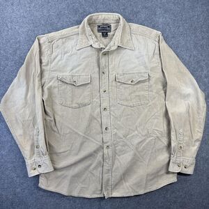 National Shirt Mens Large Beige Corduroy Long Sleeve Button Up Pockets Casual